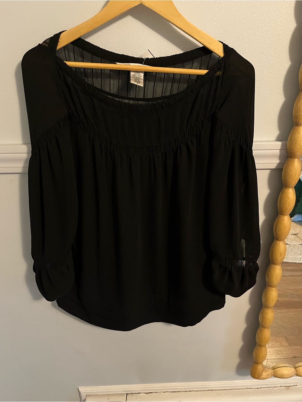 Classic Black Peasant Blouse - Sheet Lightweight Tunic Top